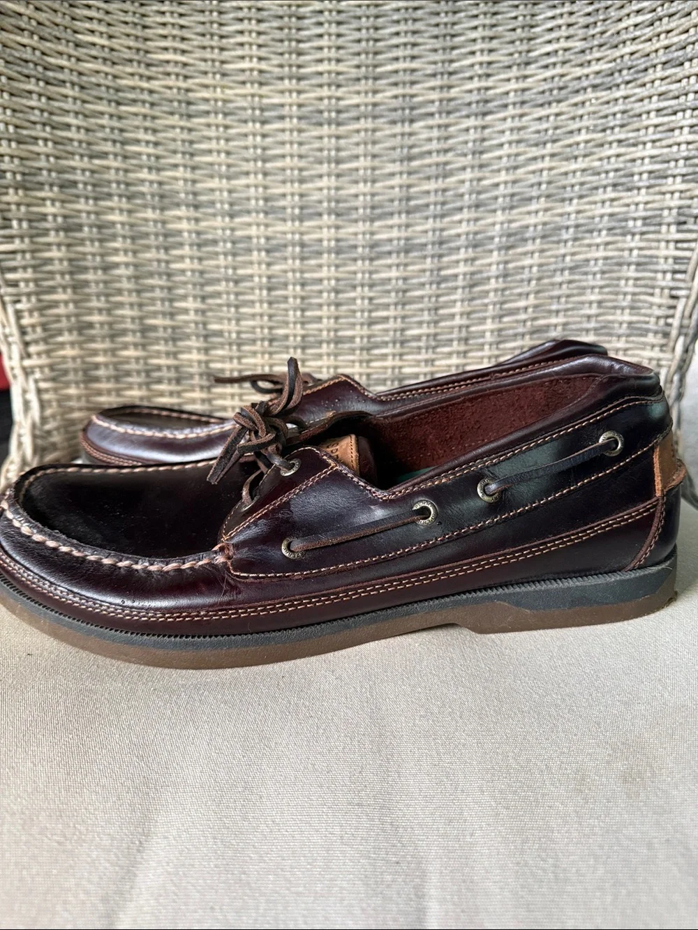 Sperry Men's Maco 2- eye canoe Leather Moc Toe Boat Shoes Amaretto brown